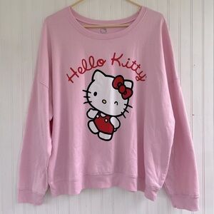 Sanrio Hello Kitty Pink Hello Kitty Wink Crewneck Fleece Sweatshirt Size 2XL